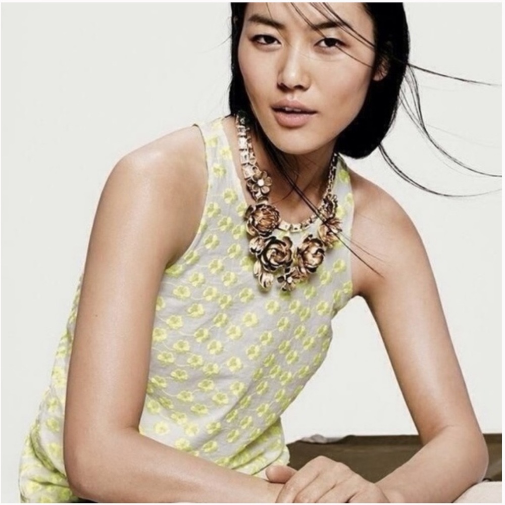 J. Crew Embroidered Neon Racerback Blouse